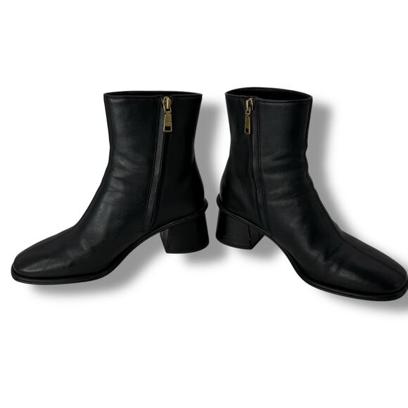 Coach Gigi Leather Booties Size 8.5 Block Heel Ankle Square Toe Boots - Picture 5 of 12